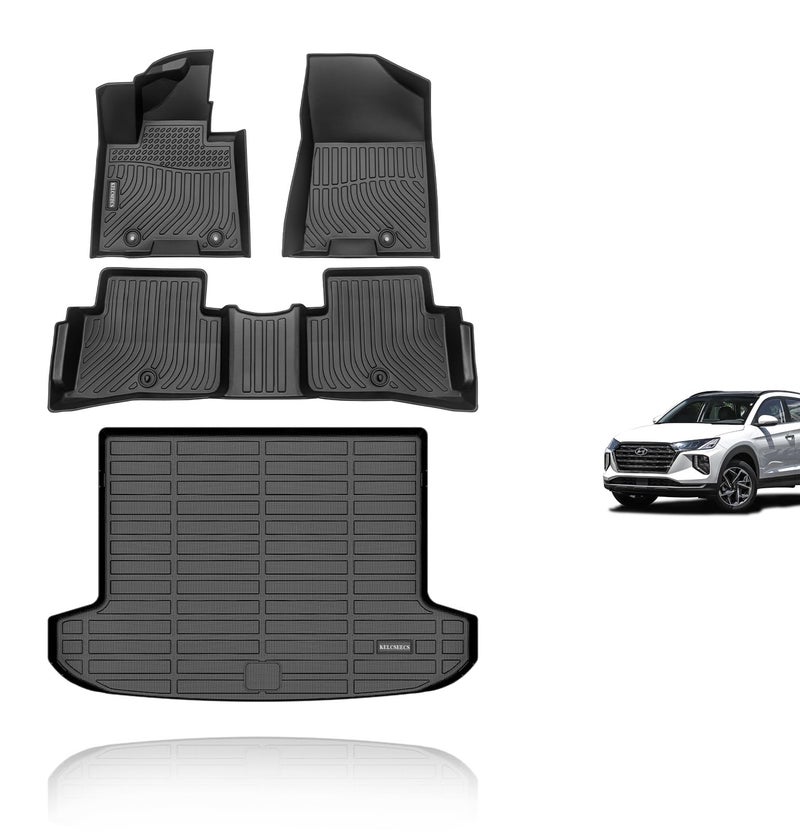 KELCSEECS Floor Mats Cargo Liner Custom for 2021 2020 2019 2018 2017 2016 Hyundai Tucson Car Mats Automotive Cargo Mat Trunk Mat Hyundai Tucson All Weather Floor Mats Trunk Liner Black