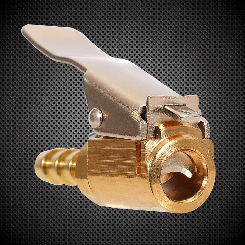 Toolwiz 2pcs 1/4 Inch Brass Open Flow Lock On Tire Inflator Chuck with Barb Connector - Image 5