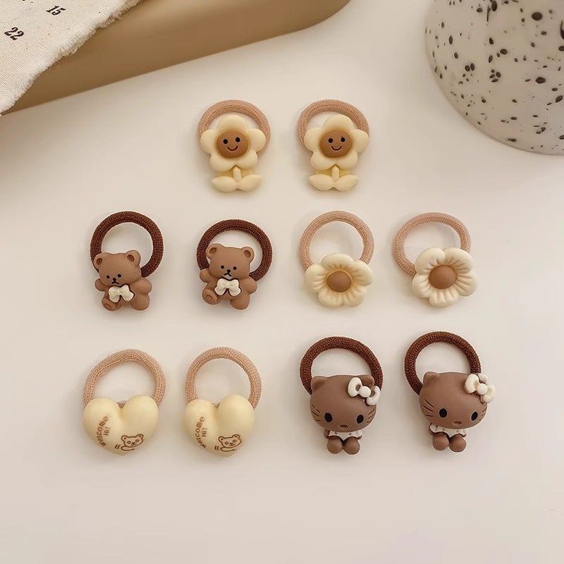 إسكدنيا Baby Elastic Hair Bands Soft No Damage Tiny Ties Kitten + Love 10-piece set