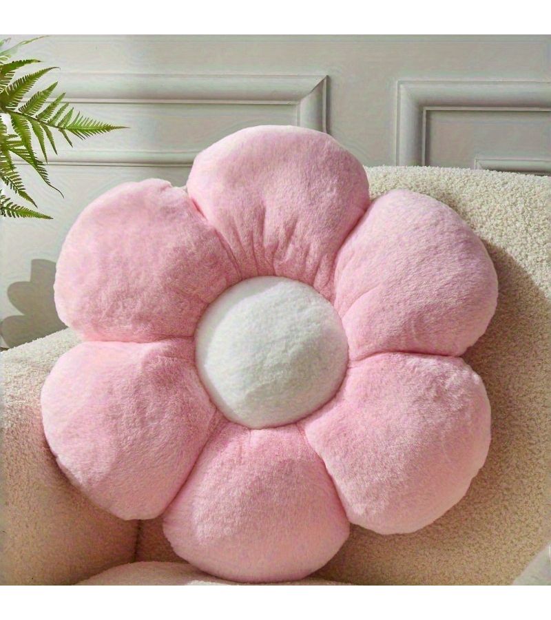 Blue White Floral Plush Pillow 50cm Spring Easter Decor Flower Cushion - Image 3