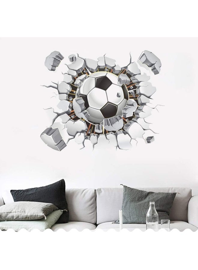 SITAKE 3D Soccer Stickers, Art Ball Soccer Wall Decal for Kids Room, FFootball Vinyl DIY Soccer Wallpaper for Boys Bedroom Playroom Living Room Window Door Decoration, 19.7 x 24.3in - Image 1