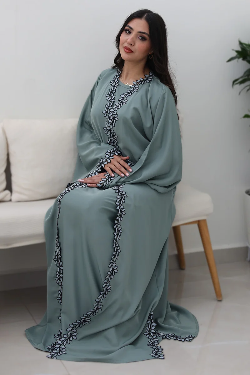 NUKHBAA Sage Serenity Abaya-Comes with matching inner-2P739