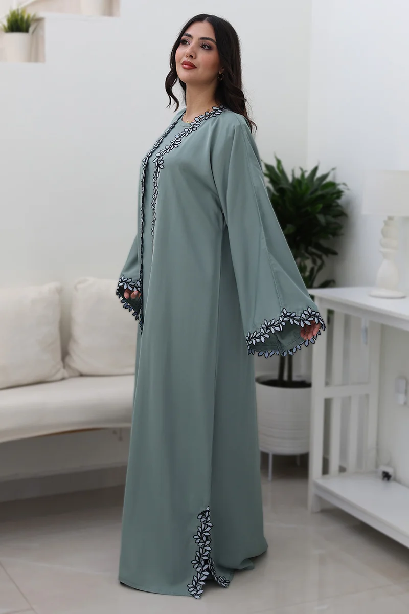 NUKHBAA Sage Serenity Abaya-Comes with matching inner-2P739