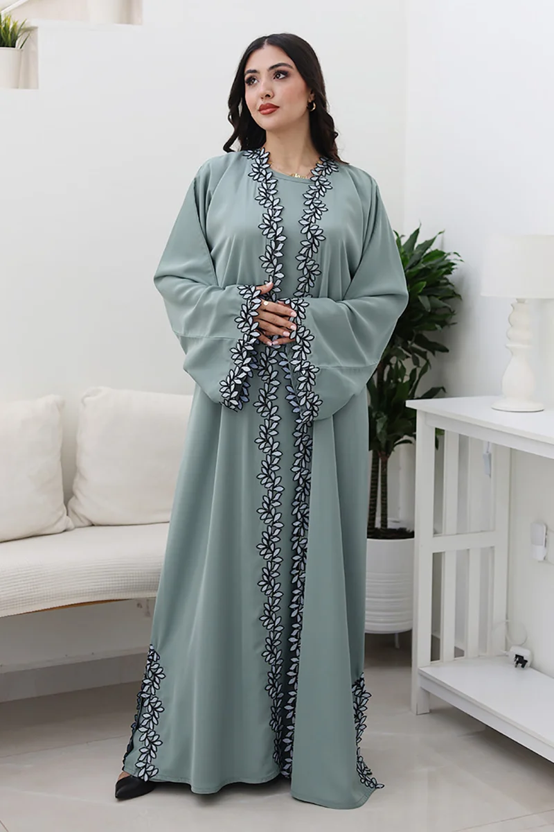 NUKHBAA Sage Serenity Abaya-Comes with matching inner-2P739