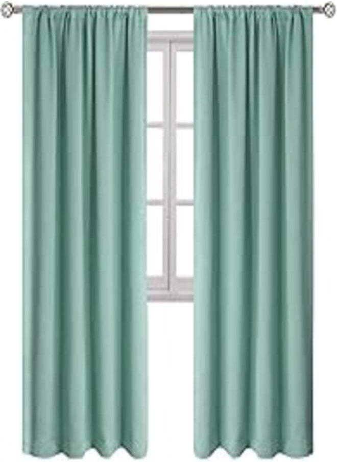 Naguib Selim Naguib Selim Insulated 100% Blackout Curtain for Living Room and Bedroom, Mint 