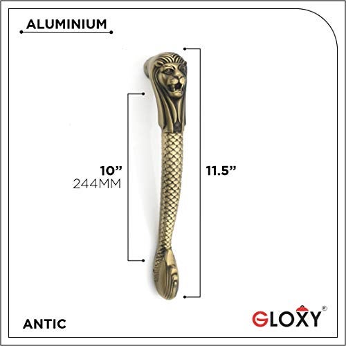 GLOXY ENTERPRISE Aluminum 11.5 Inch Lion Shape Door Handle for Main Door Wooden Door Handle/Pull-Push Door Handle/Main Door Handle for Home and Office Furniture (Antique Finish, Pack of 1) - Image 4