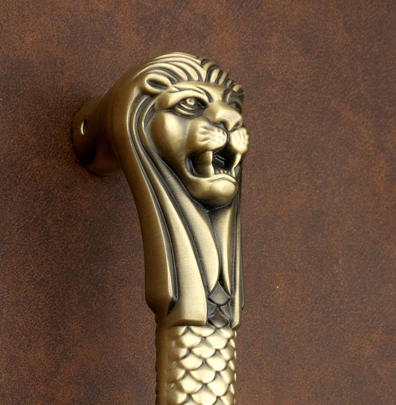 GLOXY ENTERPRISE Aluminum 11.5 Inch Lion Shape Door Handle for Main Door Wooden Door Handle/Pull-Push Door Handle/Main Door Handle for Home and Office Furniture (Antique Finish, Pack of 1) - Image 5
