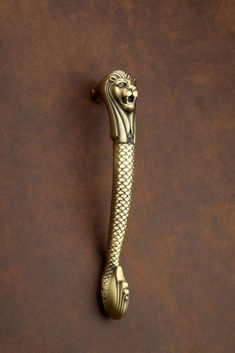 GLOXY ENTERPRISE Aluminum 11.5 Inch Lion Shape Door Handle for Main Door Wooden Door Handle/Pull-Push Door Handle/Main Door Handle for Home and Office Furniture (Antique Finish, Pack of 1) - Image 1