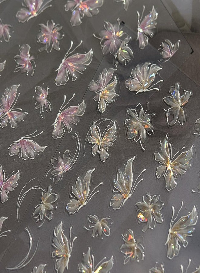 LIFOOST Jelly Butterfly Nail Art Stickers Shell Light Self Adhesive Decals for Nails for Women Girls Manicure DIY Decoration - Image 1