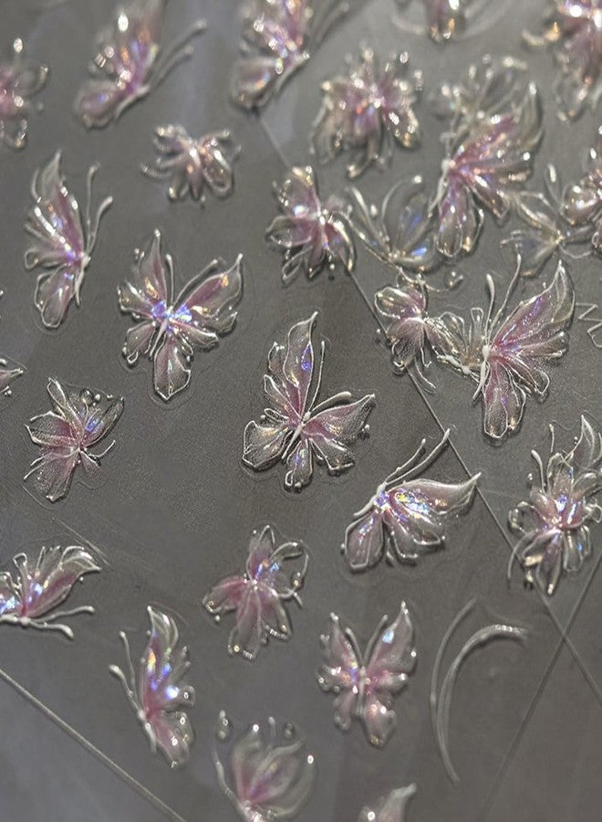 LIFOOST Jelly Butterfly Nail Art Stickers Shell Light Self Adhesive Decals for Nails for Women Girls Manicure DIY Decoration - Image 4