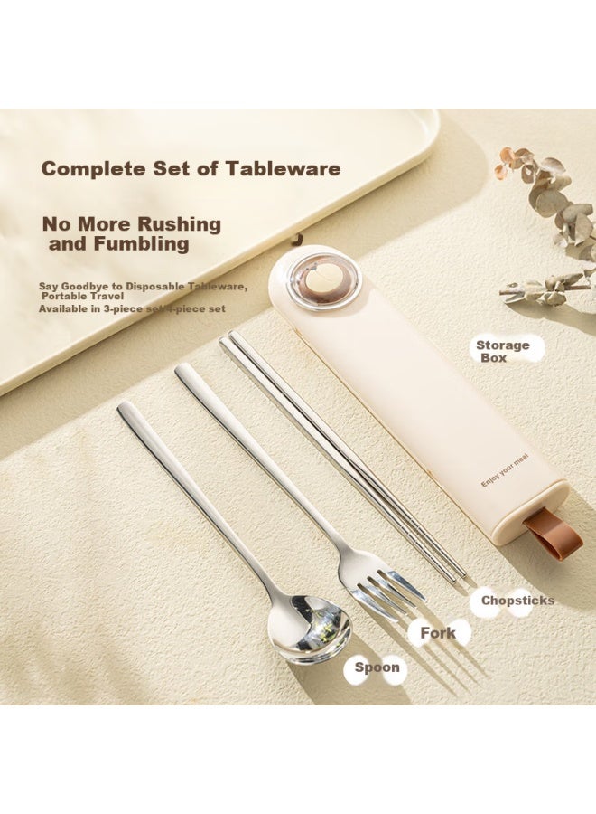 GRASEY Guangyi 316l Stainless Steel Chopsticks Single Person Set Student Spoon Fork Box Portable Tableware Four-piece Set Gy7428 - Image 2