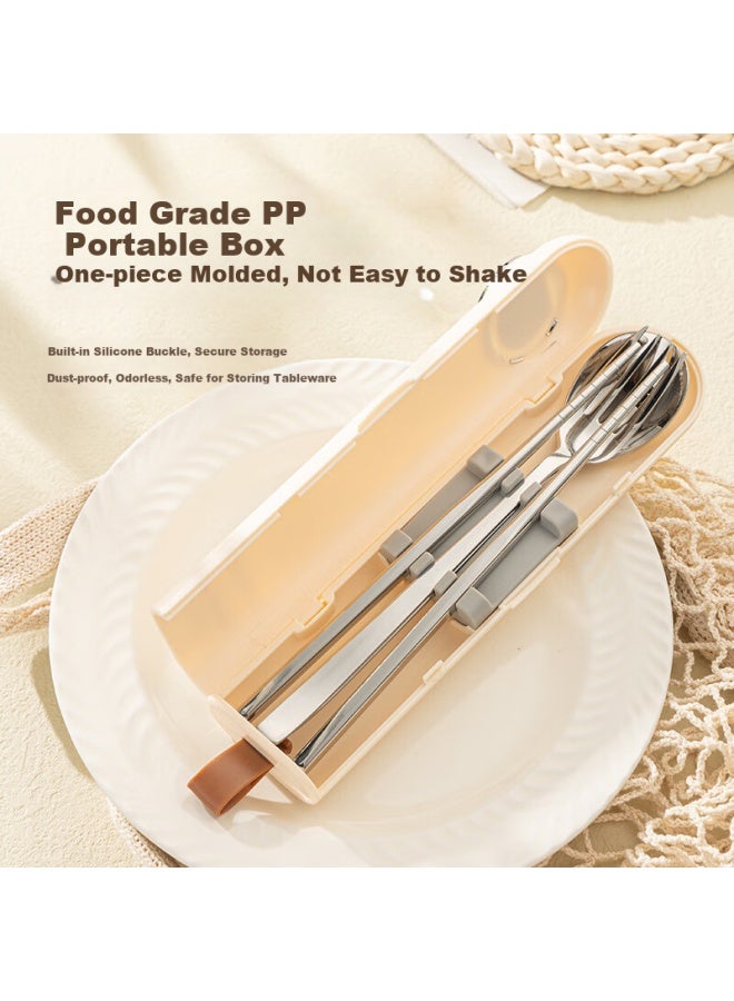 GRASEY Guangyi 316l Stainless Steel Chopsticks Single Person Set Student Spoon Fork Box Portable Tableware Four-piece Set Gy7428 - Image 1