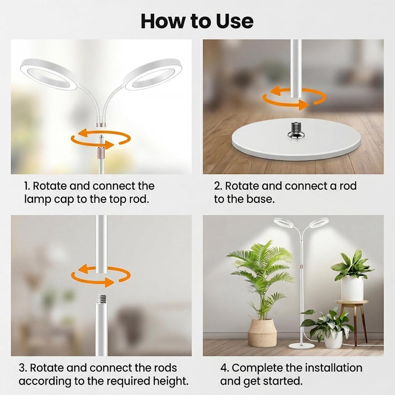 2-head Grow Lights 72 Full Spectrum Lamp Beads 67" Adjustable Stand 10 Levels Brightness 3 Lighting Mode for Growing Large Tall Plants, Plant Lamp - Image 5