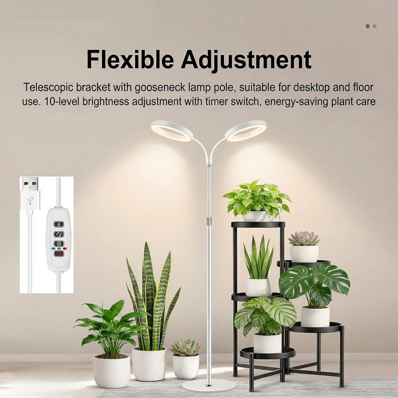 2-head Grow Lights 72 Full Spectrum Lamp Beads 67" Adjustable Stand 10 Levels Brightness 3 Lighting Mode for Growing Large Tall Plants, Plant Lamp - Image 4