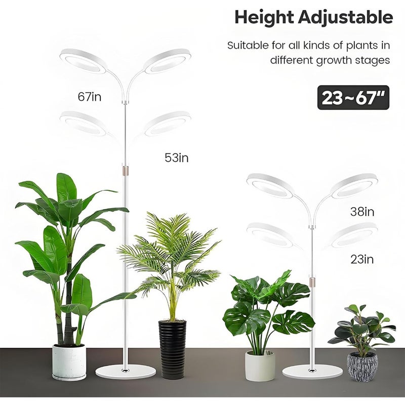 2-head Grow Lights 72 Full Spectrum Lamp Beads 67" Adjustable Stand 10 Levels Brightness 3 Lighting Mode for Growing Large Tall Plants, Plant Lamp - Image 1