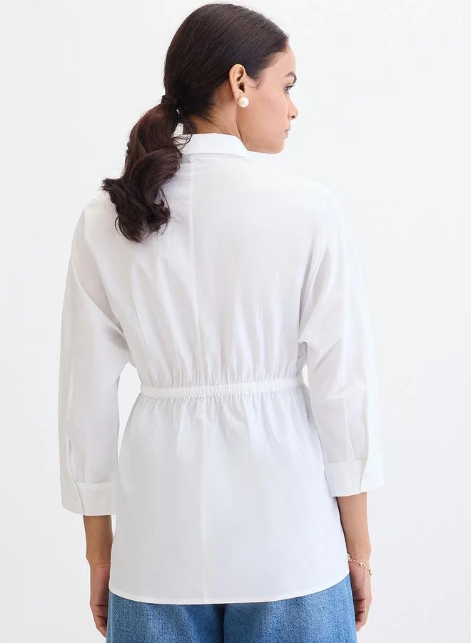 فيميلا بلوزة بوبلين بجيبين رقعة مزدوجة