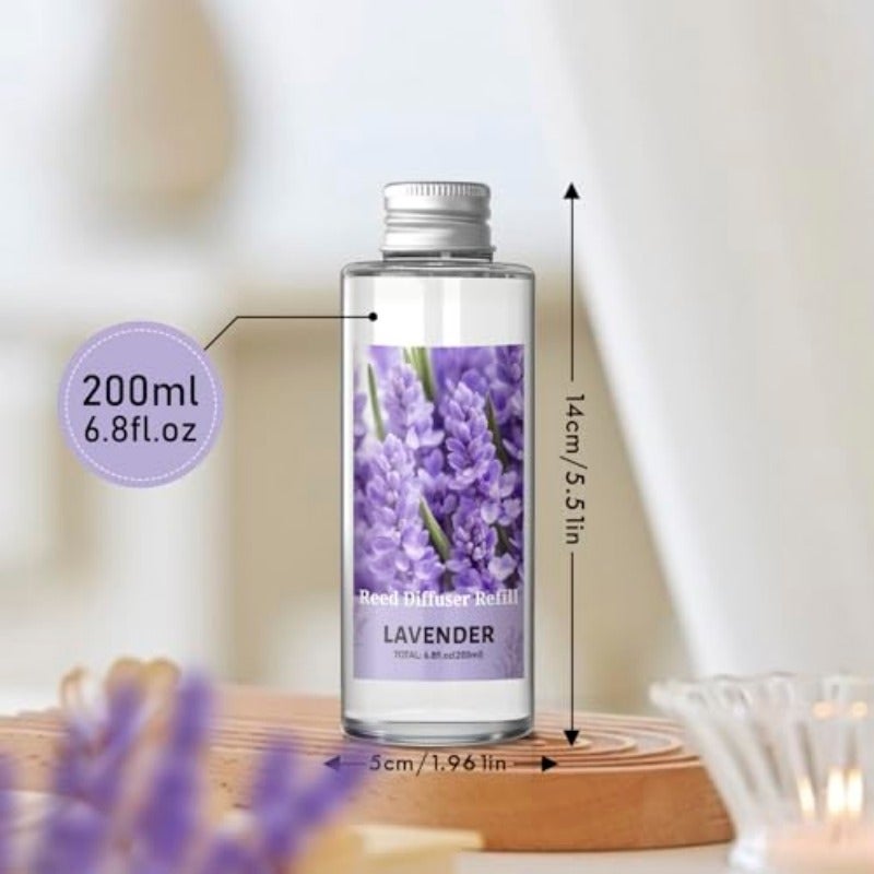 Lavender Reed Diffuser Refill 200ml with 6 Reed Sticks Long-Lasting Diffuser Oil Refill with Soft Floral Aroma for Bedrooms Bathrooms Living Room and Evening Spaces - Image 4