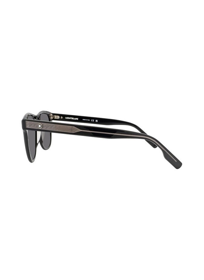مونت بلانك نظارات شمسية رجالية من Montblanc بتصميم أفياتور باللون الأسود وعدسات رمادية داكنة MB0124S-001  - Image 3