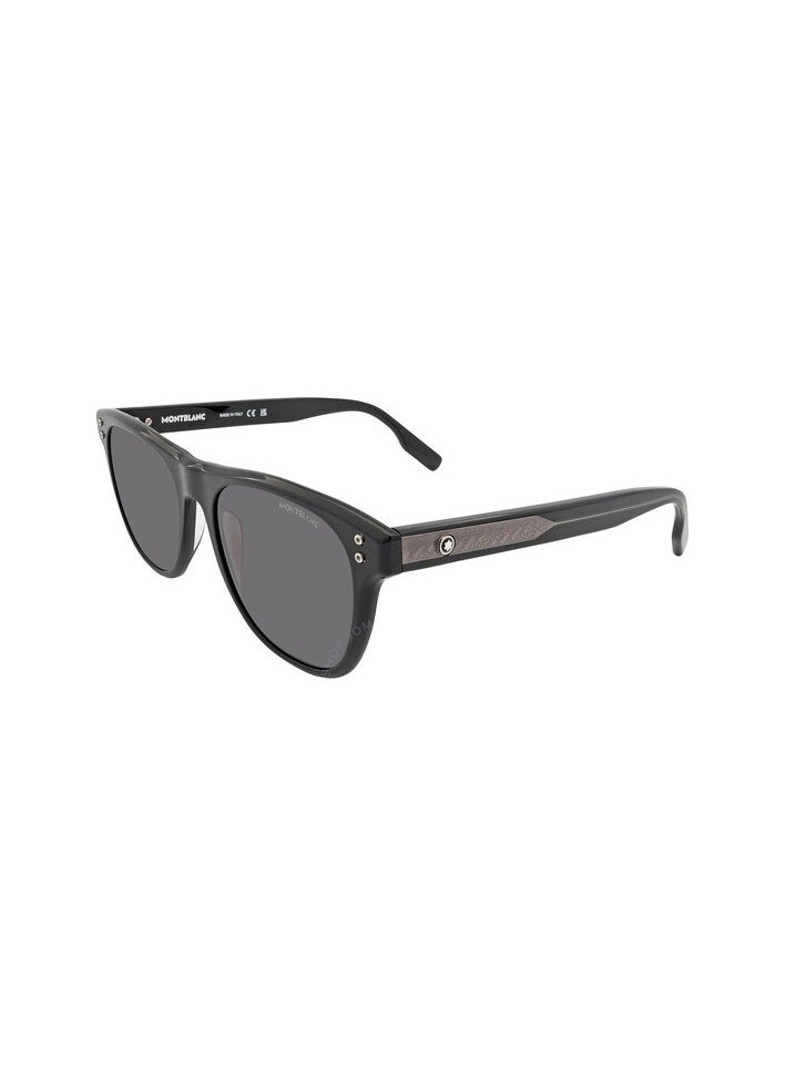 مونت بلانك نظارات شمسية رجالية من Montblanc بتصميم أفياتور باللون الأسود وعدسات رمادية داكنة MB0124S-001  - Image 4