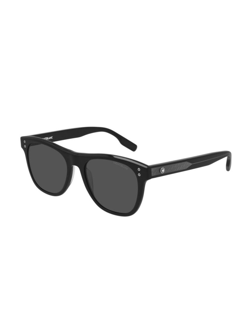 مونت بلانك نظارات شمسية رجالية من Montblanc بتصميم أفياتور باللون الأسود وعدسات رمادية داكنة MB0124S-001  - Image 1