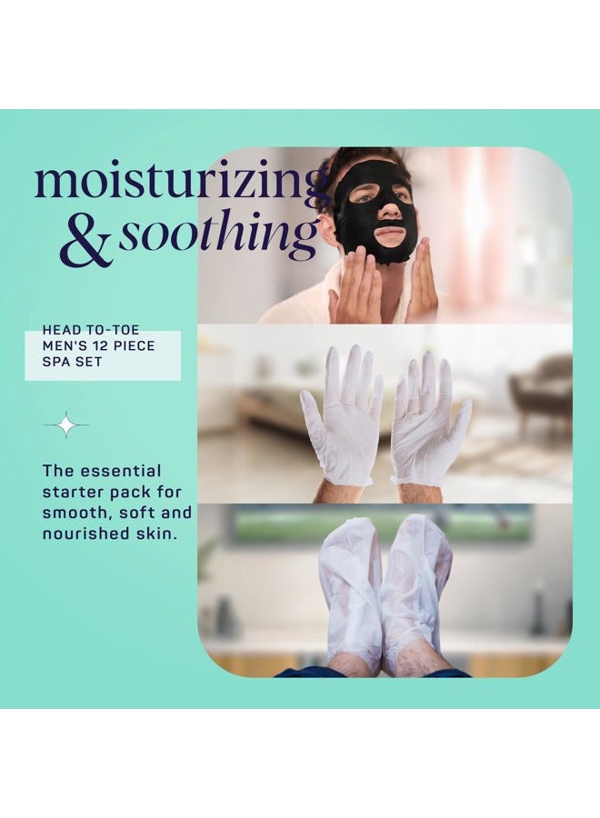 SpaLife Men's 12-Piece Spa Set: Repairing Hand Gloves for Dry Hands, Cooling Mint Foot Socks for Cracked Heels, and Moisturizing Face Mask Ultimate Men Grooming and Relaxation Gift Kit  - Image 3