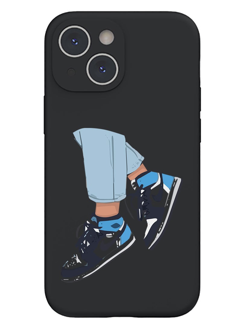 Theodor Protective Slim Fit Case Liquid Silicone Cover with Full Body Protection Anti-Scratch Shockproof Case For iPhone 15 Plus Black - Sneakers - Image 1