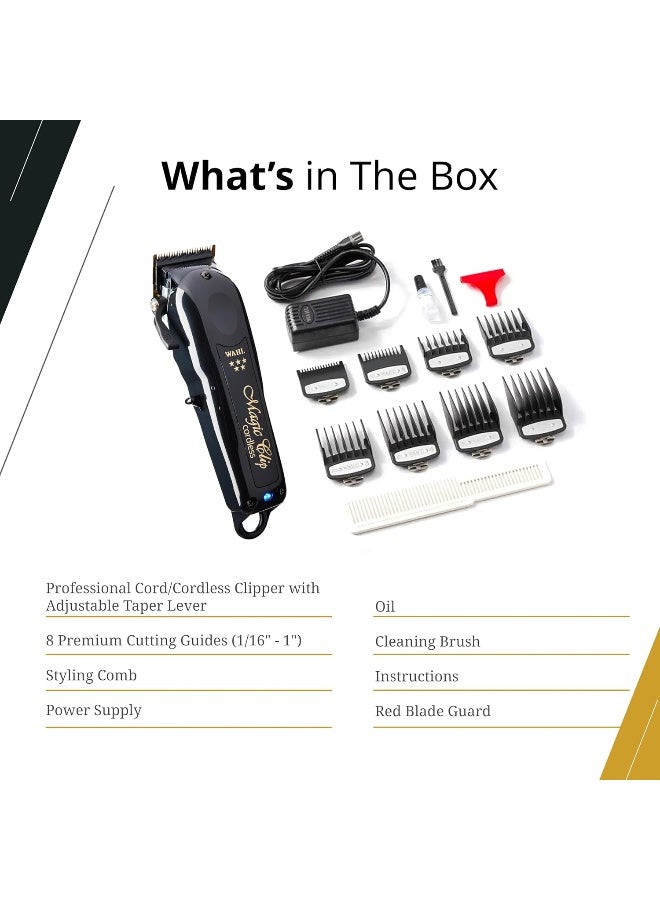 Wahl Professional 5 Star Magic Clip Black | Cord-Cordless | 8 premium Attachments | DLC Staggertooth Blade | 3 Pin - GCC - Image 4
