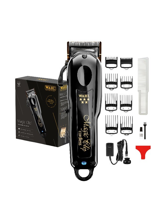 Wahl Professional 5 Star Magic Clip Black | Cord-Cordless | 8 premium Attachments | DLC Staggertooth Blade | 3 Pin - GCC - Image 1