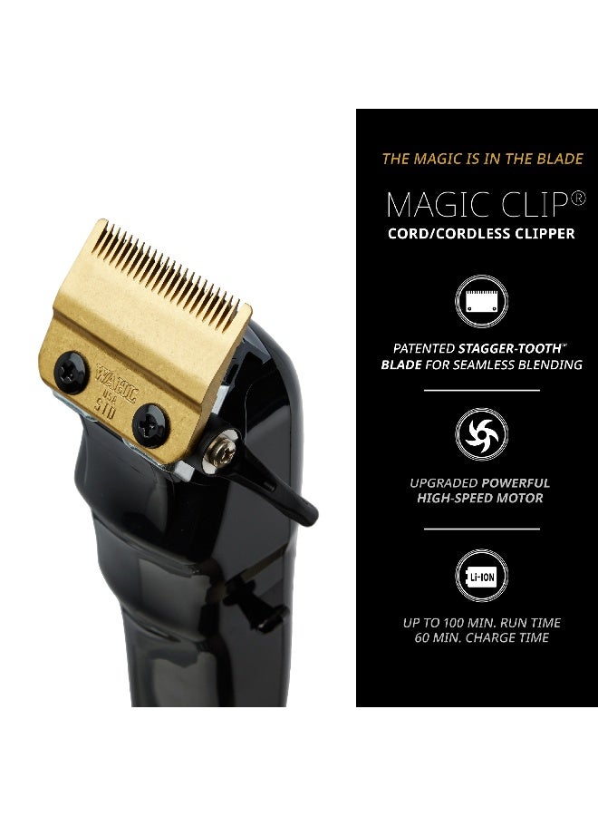 Wahl Professional 5 Star Magic Clip Black | Cord-Cordless | 8 premium Attachments | DLC Staggertooth Blade | 3 Pin - GCC - Image 2