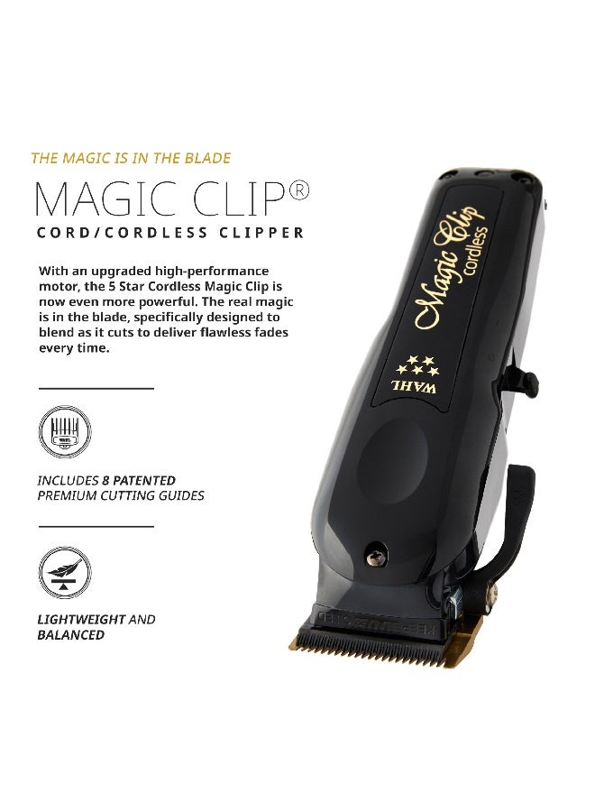 Wahl Professional 5 Star Magic Clip Black | Cord-Cordless | 8 premium Attachments | DLC Staggertooth Blade | 3 Pin - GCC - Image 3