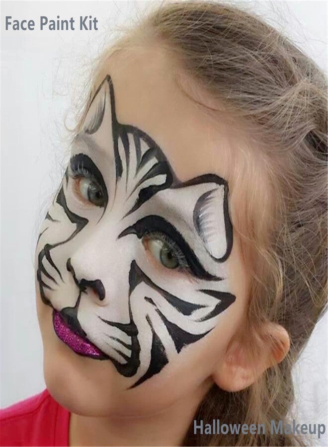 Go Ho طلاء وجه وجسم رمادي 6 ألوان من Go Ho، تركيبة كريمة قابلة للغسل لطلاء الوجه لعيد الهالوين وكوسبلاي، لوحة مكياج طلاء الجسم SFX، مكياج مصاص دماء وزومبي رمادي احترافي - Image 5