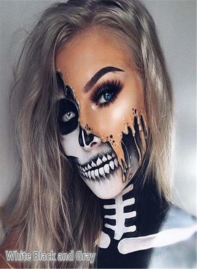 Go Ho طلاء وجه وجسم رمادي 6 ألوان من Go Ho، تركيبة كريمة قابلة للغسل لطلاء الوجه لعيد الهالوين وكوسبلاي، لوحة مكياج طلاء الجسم SFX، مكياج مصاص دماء وزومبي رمادي احترافي - Image 4