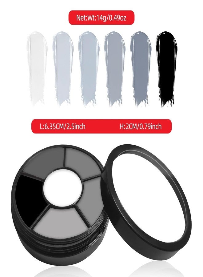 Go Ho طلاء وجه وجسم رمادي 6 ألوان من Go Ho، تركيبة كريمة قابلة للغسل لطلاء الوجه لعيد الهالوين وكوسبلاي، لوحة مكياج طلاء الجسم SFX، مكياج مصاص دماء وزومبي رمادي احترافي - Image 2