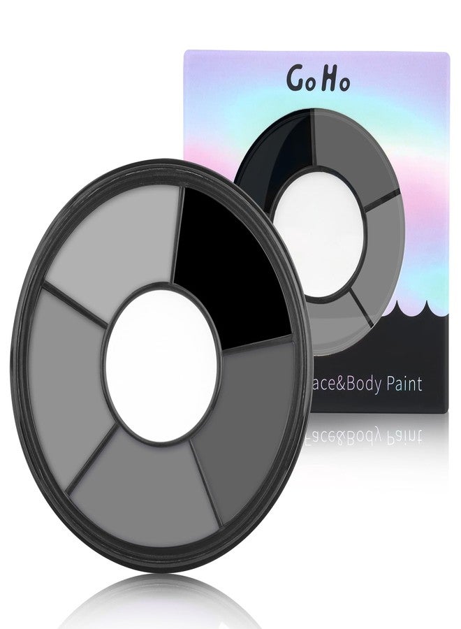 Go Ho طلاء وجه وجسم رمادي 6 ألوان من Go Ho، تركيبة كريمة قابلة للغسل لطلاء الوجه لعيد الهالوين وكوسبلاي، لوحة مكياج طلاء الجسم SFX، مكياج مصاص دماء وزومبي رمادي احترافي - Image 1