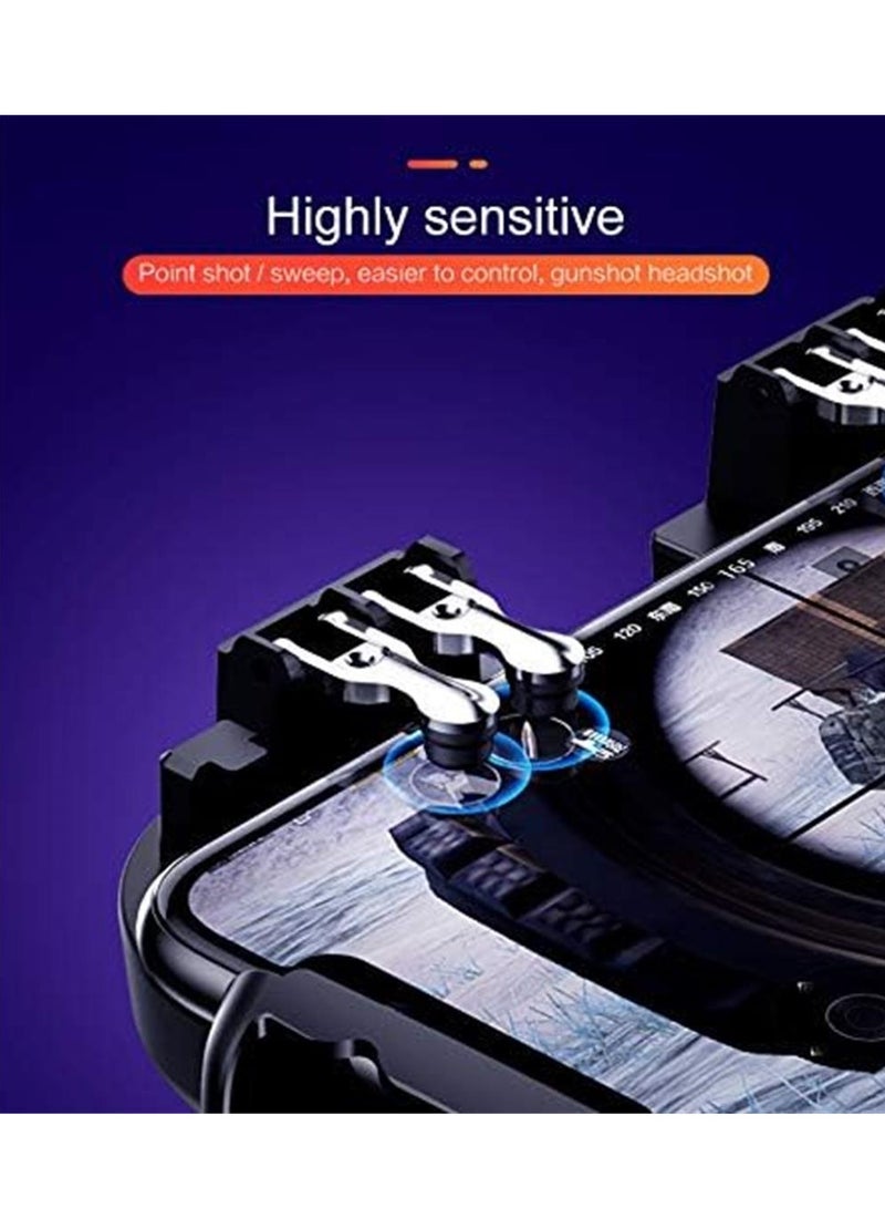 Mobile Game Controller 4 Trigger with Cooling Fan for PUBG Call of Duty Fotnite 6 Finger Operation L1R1 L2R2 Gaming Grip Gamepad Mobile Controller Trigger - Image 2