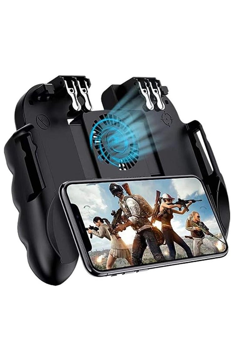 Mobile Game Controller 4 Trigger with Cooling Fan for PUBG Call of Duty Fotnite 6 Finger Operation L1R1 L2R2 Gaming Grip Gamepad Mobile Controller Trigger - Image 1