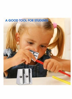 Excefore 2Pcs Handheld Manual Metal Pencil Sharpener, Single hole and Double hole Perfect for Use in Schools, Offices, Homes, Art Projects  - Image 3