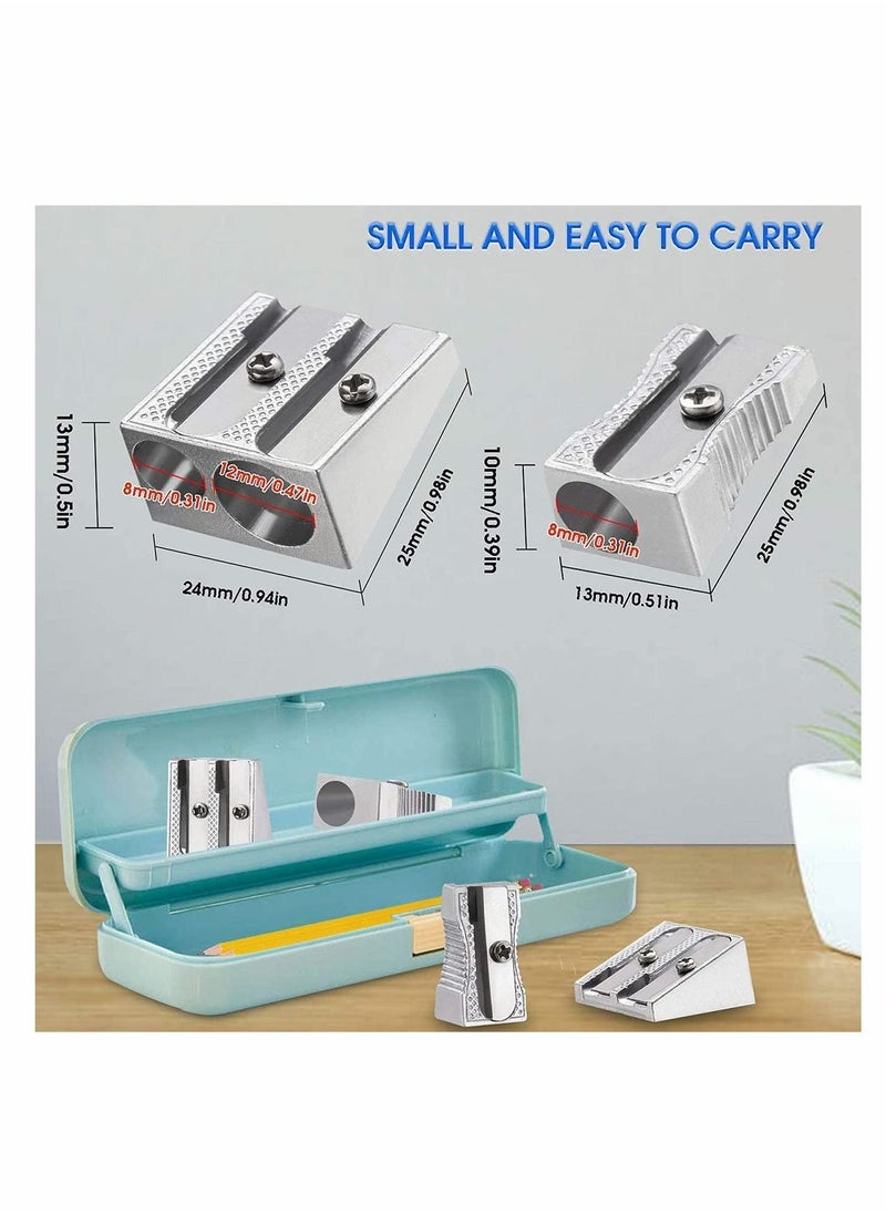Excefore - 2Pcs Handheld Manual Metal Pencil Sharpener, Single hole and Double hole Perfect for Use in Schools, Offices, Homes, Art Projects - Image 1