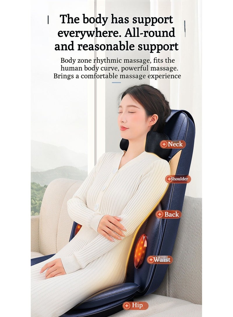 XiuWoo Full Back Massager with Heat Shiatsu Massage Chair Pad Shiatsu Back Massager with Height Adjustable Neck Massaging Home Office Travel Kneading Massage Pads for Chairs, Blue  - Image 3