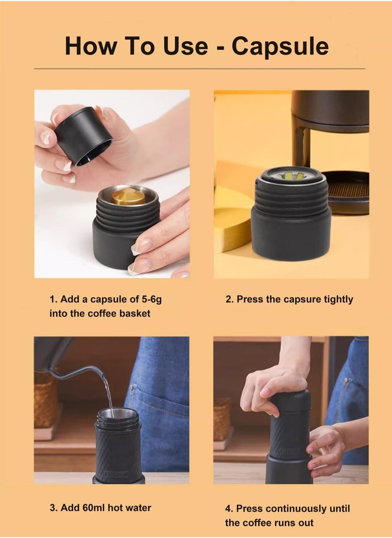 STARESSO - Classic Portable Espresso Maker, 2 in 1 Travel Coffee Maker, Compatible Capsules and Ground Coffee, Manual Espresso Machine, Hand Press Coffee Maker for Kitchen Travel, Camping, Hiking - Image 1