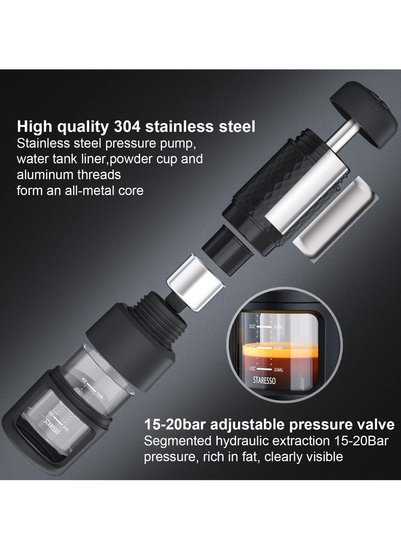 STARESSO - Classic Portable Espresso Maker, 2 in 1 Travel Coffee Maker, Compatible Capsules and Ground Coffee, Manual Espresso Machine, Hand Press Coffee Maker for Kitchen Travel, Camping, Hiking - Image 1