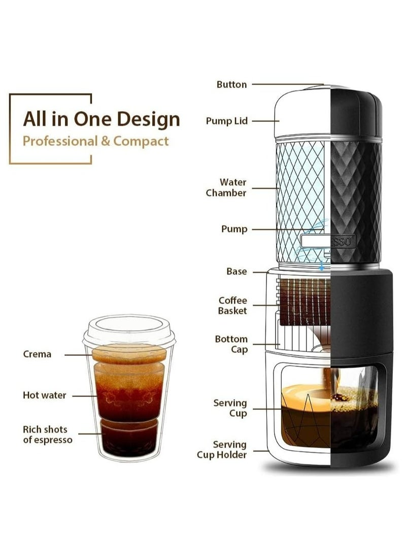 STARESSO - Classic Portable Espresso Maker, 2 in 1 Travel Coffee Maker, Compatible Capsules and Ground Coffee, Manual Espresso Machine, Hand Press Coffee Maker for Kitchen Travel, Camping, Hiking - Image 1