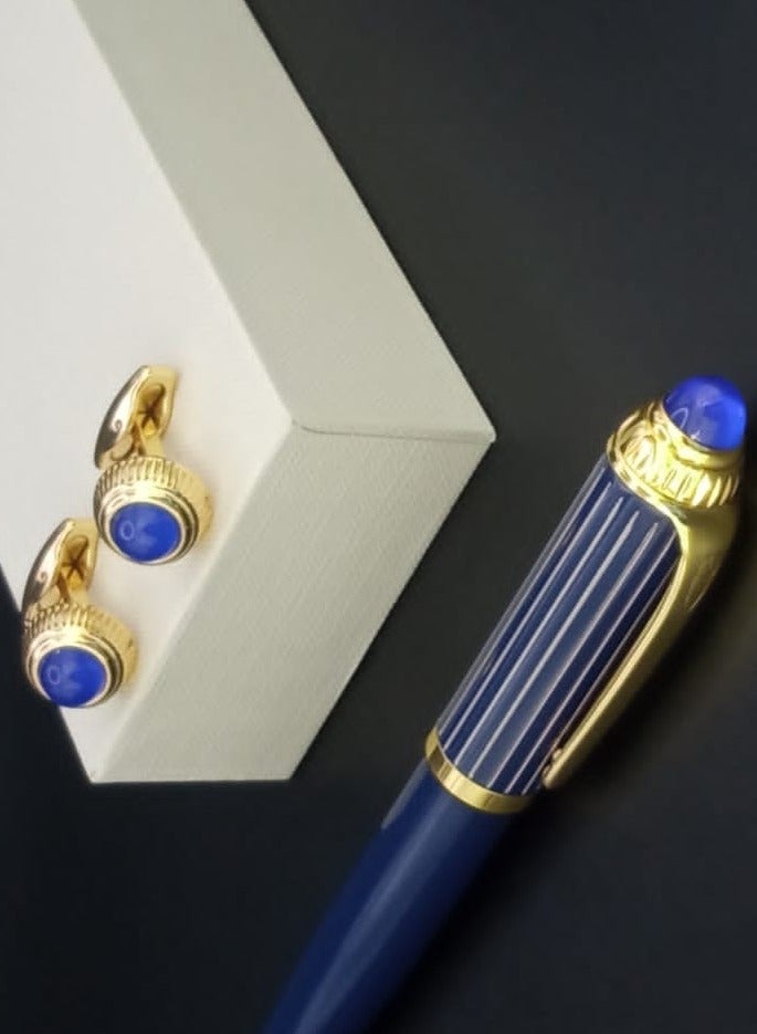 A luxurious and elegant pen and cufflink set with a box