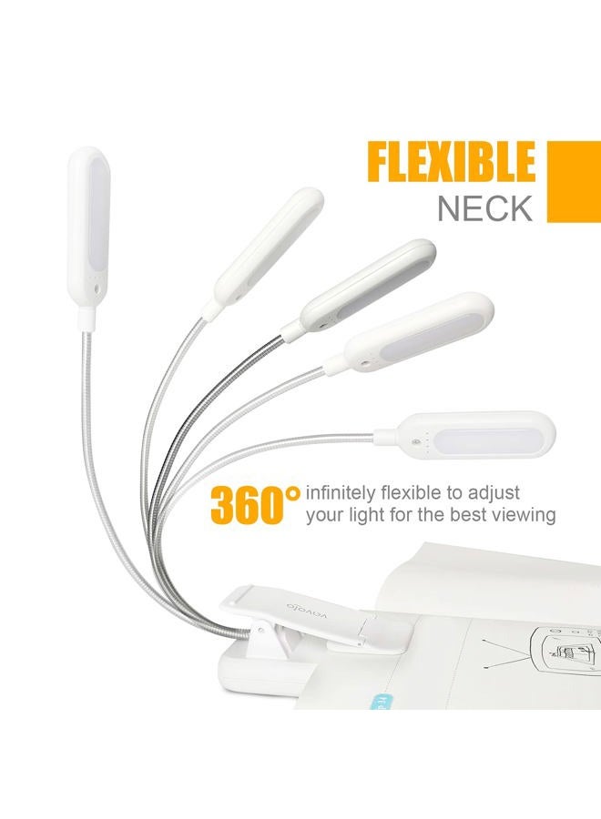 vavofo Clip On Book Light for Bed Kids, 7 LED Reading Light with 9-Level Warm Cool White Daylight, Eye Care Lamp with Power Indicator for Bookworms (White) - Image 3