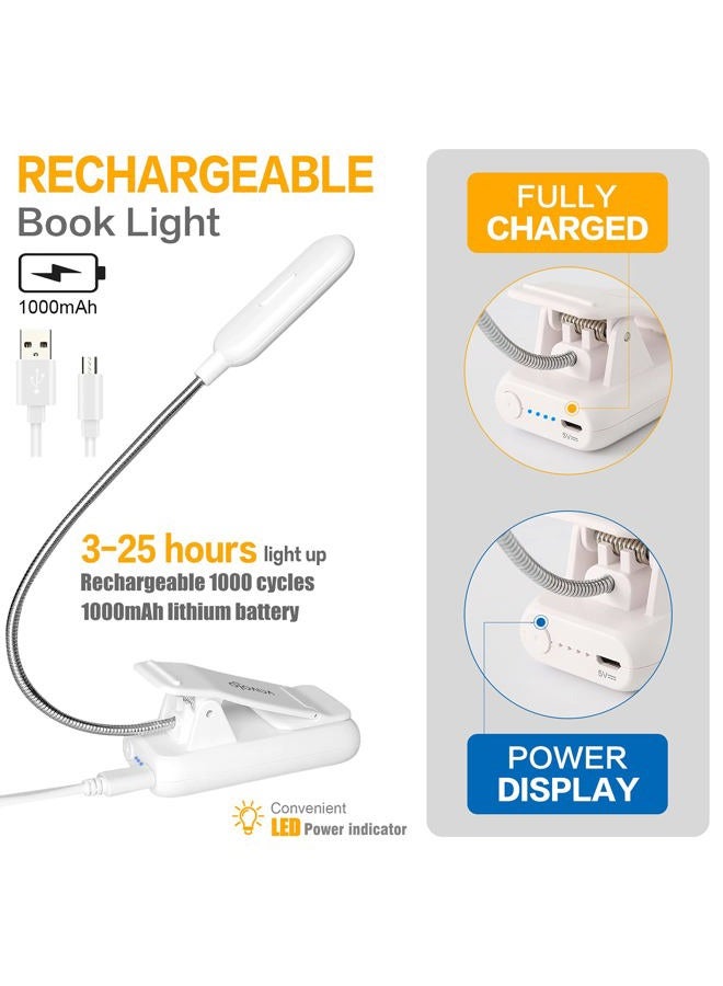 vavofo Clip On Book Light for Bed Kids, 7 LED Reading Light with 9-Level Warm Cool White Daylight, Eye Care Lamp with Power Indicator for Bookworms (White) - Image 5