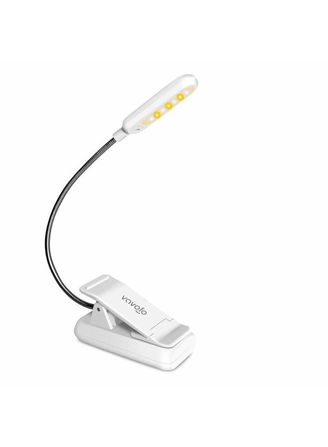 vavofo Clip On Book Light for Bed Kids, 7 LED Reading Light with 9-Level Warm Cool White Daylight, Eye Care Lamp with Power Indicator for Bookworms (White) - Image 1