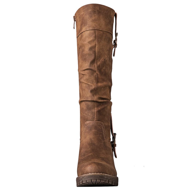 GLOBALWIN Women's Camel Knee High Riding Boots For Women Chunky Low Heel Size 10M - Image 4