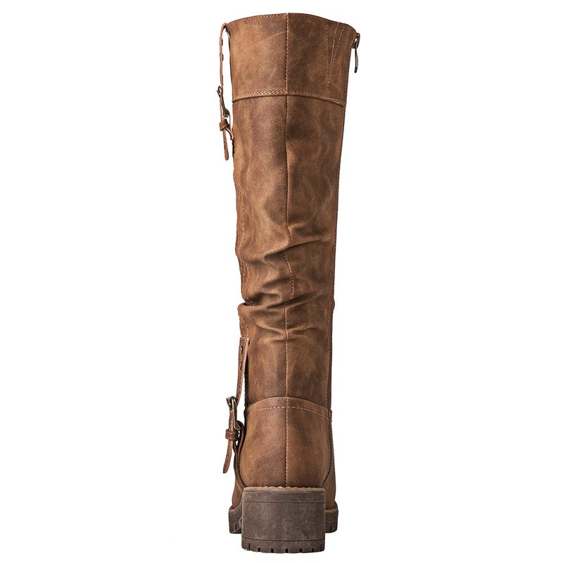 GLOBALWIN Women's Camel Knee High Riding Boots For Women Chunky Low Heel Size 10M - Image 5