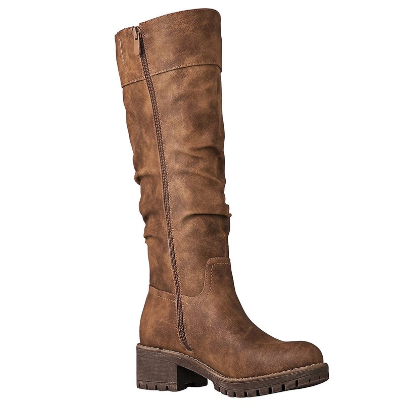 GLOBALWIN Women's Camel Knee High Riding Boots For Women Chunky Low Heel Size 10M - Image 3