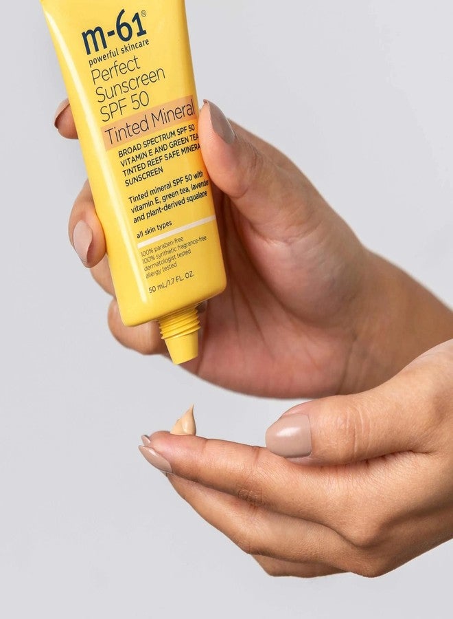 M-61 Perfect Mineral Sunscreen SPF 50 - Tinted | Universal Tinted, Reef-Safe, Mineral Sunscreen SPF 50 With Vitamin E, Green Tea, 1.7 Fl Oz - Image 3